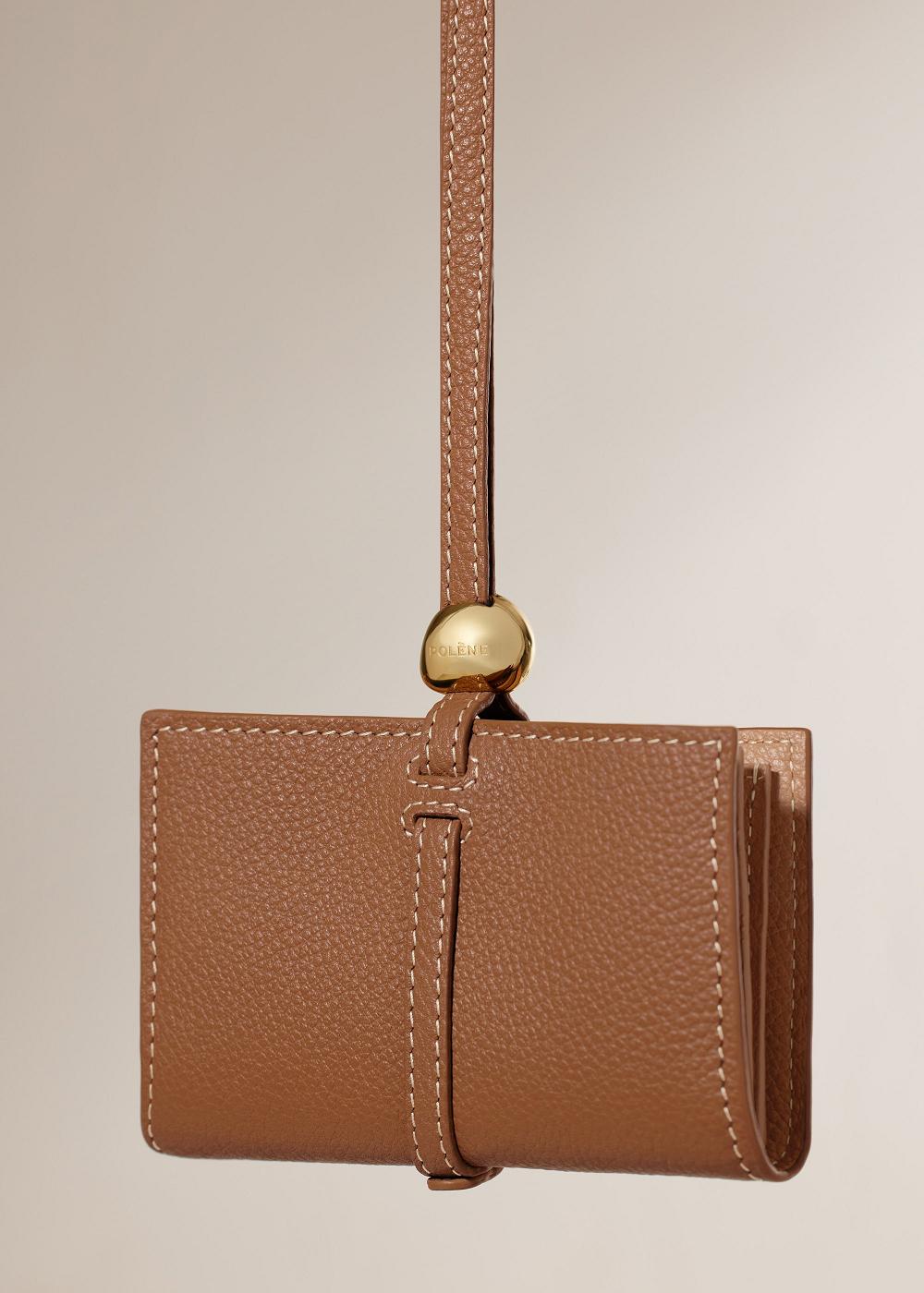 Portcard Polene Kayé Textured Duo Camel | ROK9950O