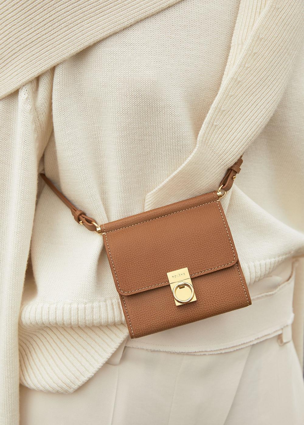 Portofel Polene Numéro Sept Crossbody Textured Camel | ROM9906Q